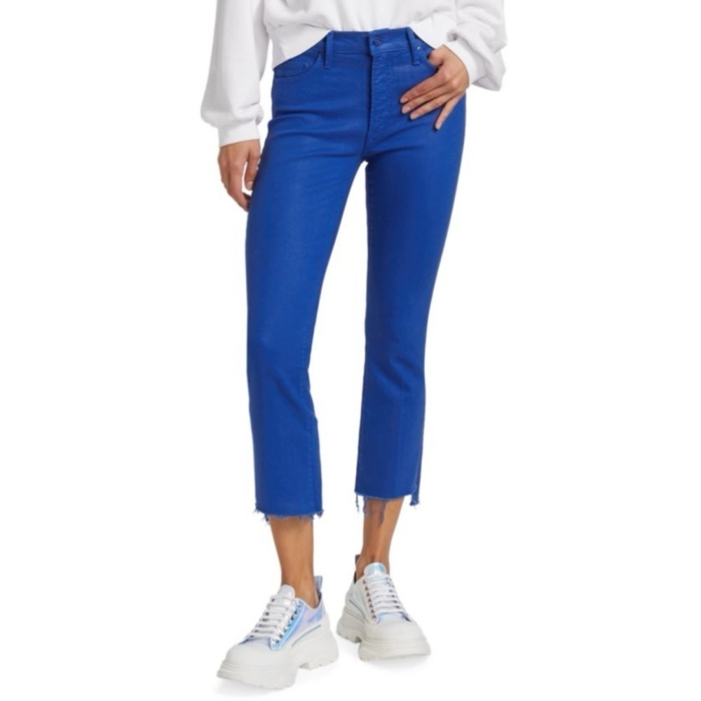 MOTHER The Insider Crop Step Fray Jeans Blue Seb Surf the Web Never A Dull 26